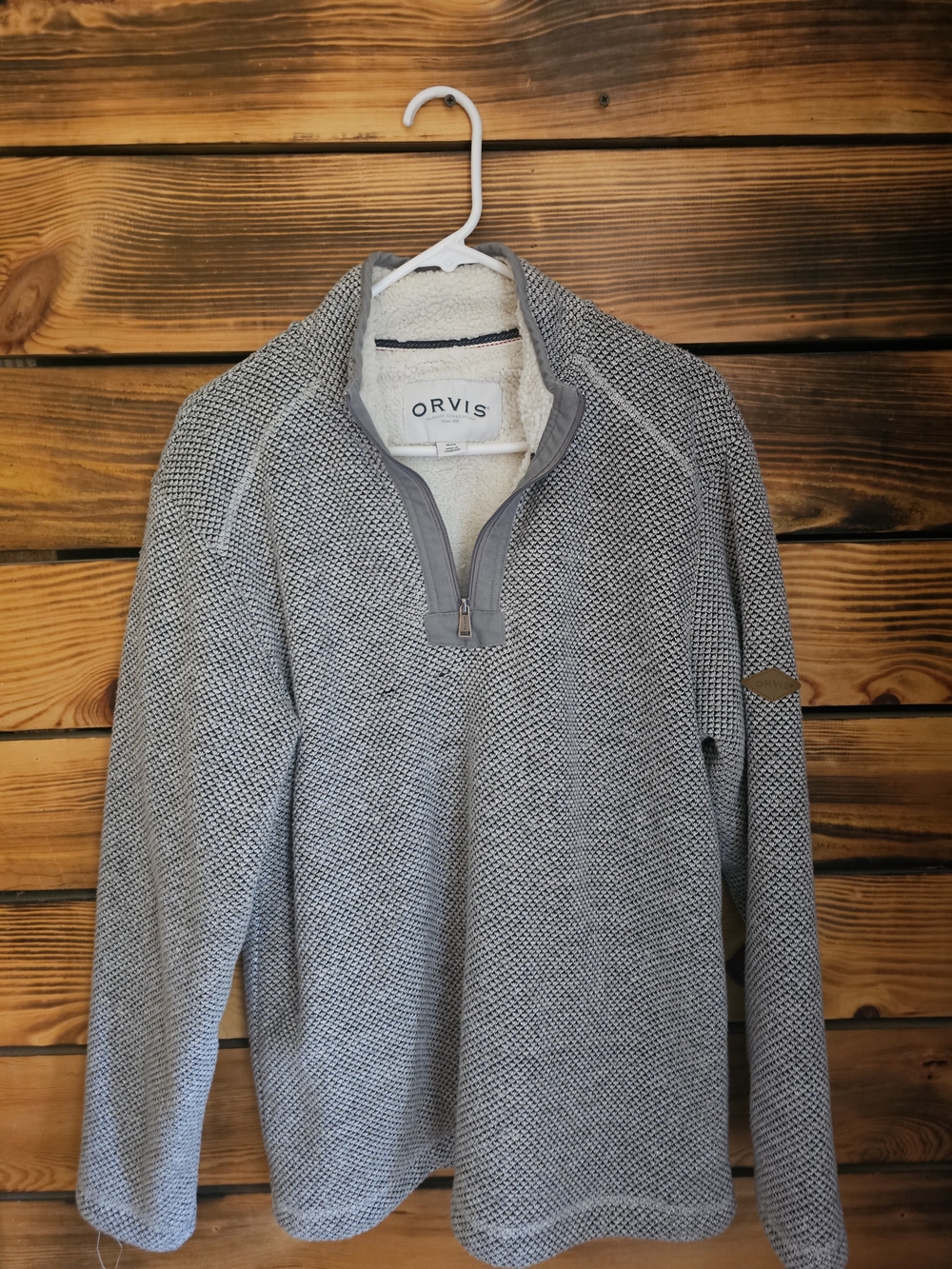 Orvis Gray Textured Half-Zip Men's Sweater